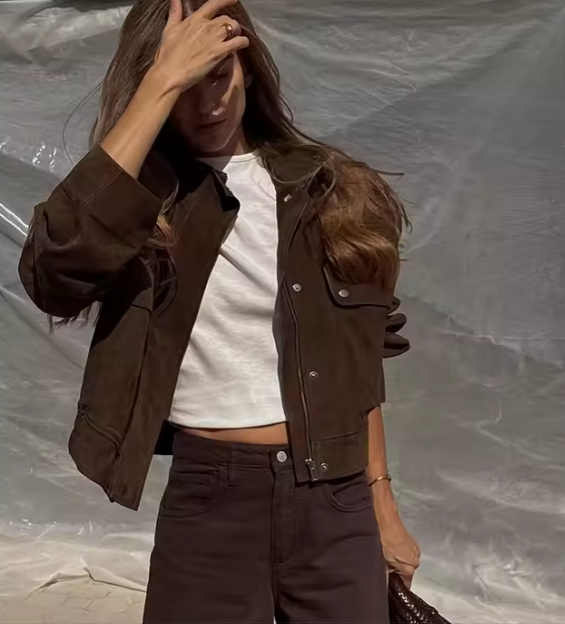 Chaqueta Lys en ante marrón