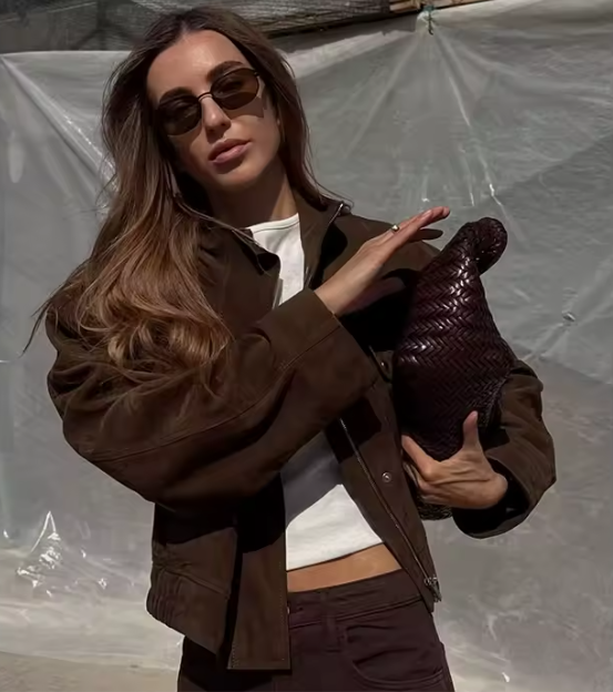 Chaqueta Lys en ante marrón